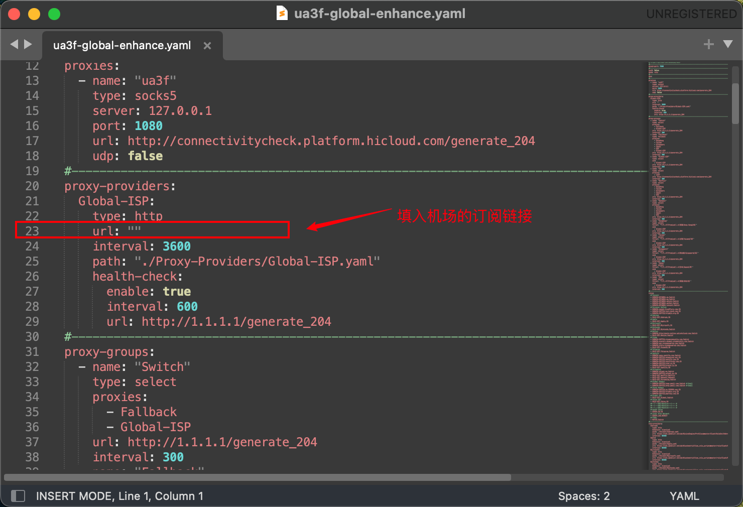 填入机场订阅链接